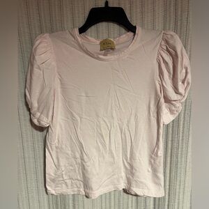 Elie Tahari Women's Light Pink Puff Sleeve Tee